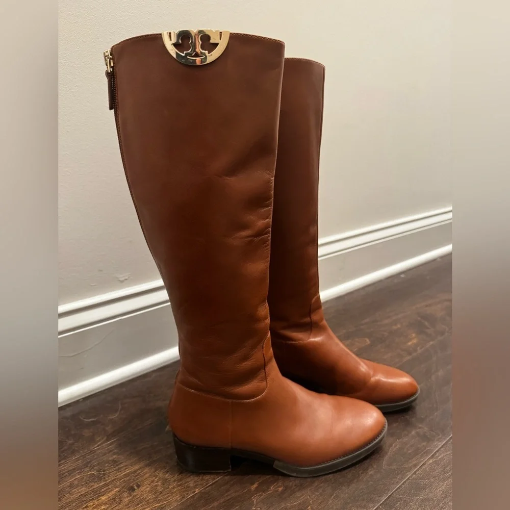 Tory Burch Tan Leather Over the Knee Boots